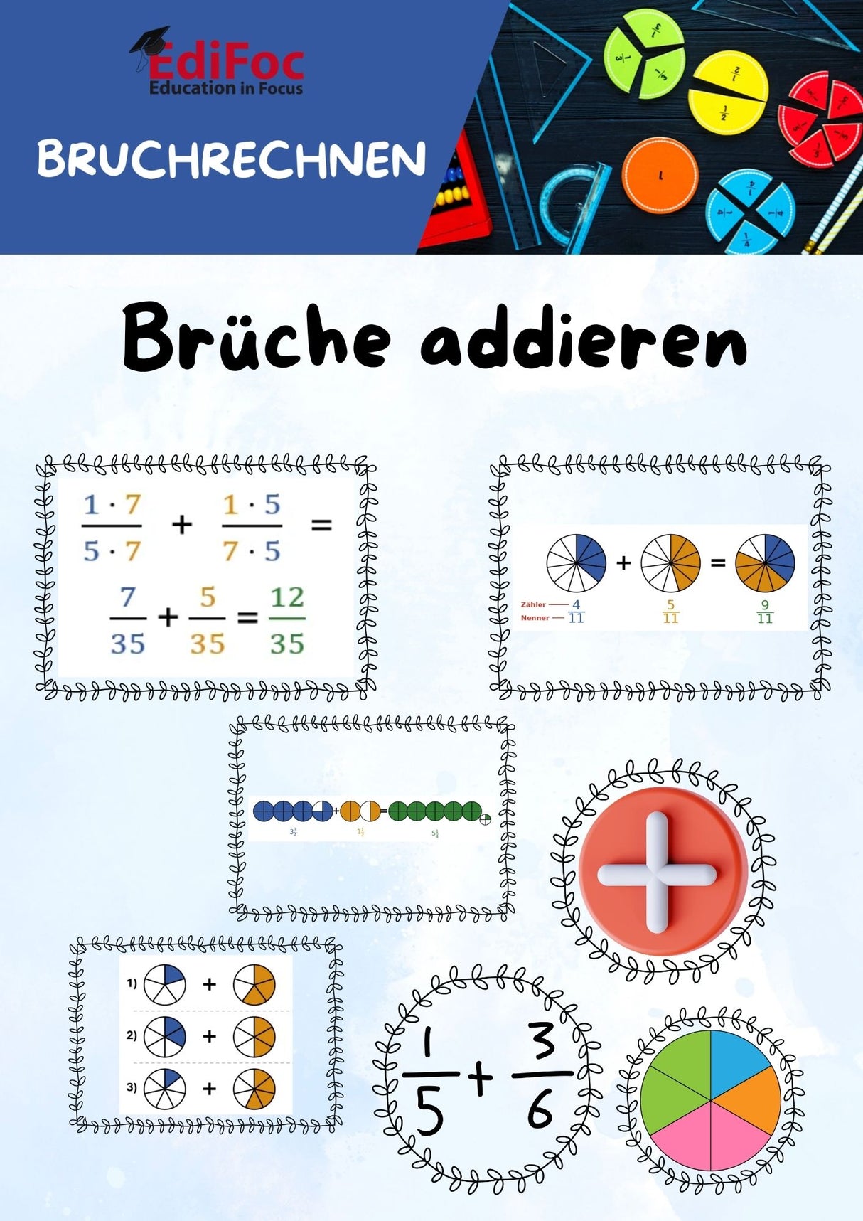 Bruchrechnung – Komplettpaket Themenhefte: Alle 11 Arbeitsblätter für Klasse 4–6 (mit Lösungen)Bruchrechnung – Komplettpaket Erklärungen: Alle 11 Arbeitsblätter für Klasse 4–6 (mit Lösungen)