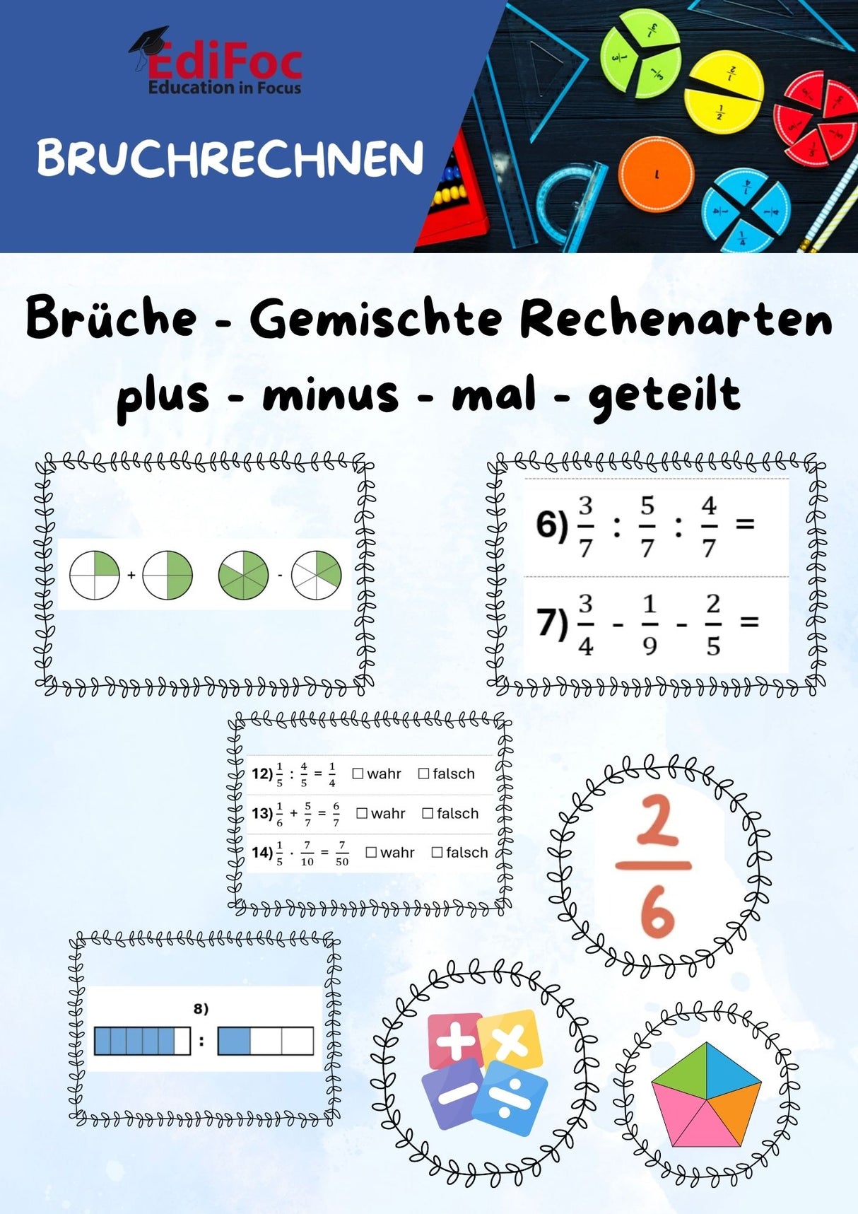 Bruchrechnung – Komplettpaket Trainingshefte: Alle 5 Zusatzaufgaben-Hefte für Klasse 4–6 (mit Lösungen)ruchrechnung – Komplettpaket Training: Alle 5 Zusatzaufgaben-Hefte für Klasse 4–6 (mit Lösungen)