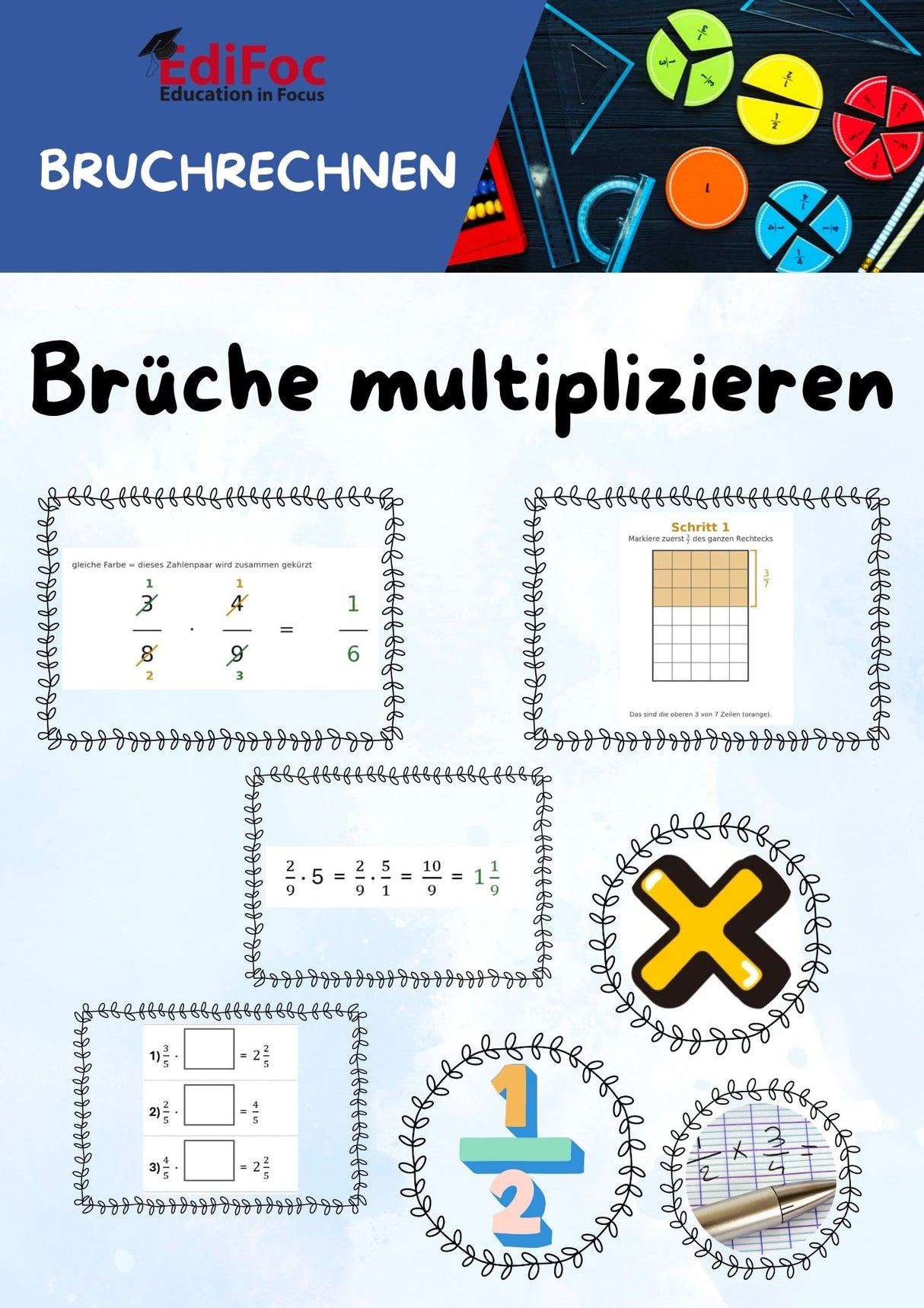 Bruchrechnung – Komplettpaket Themenhefte: Alle 11 Arbeitsblätter für Klasse 4–6 (mit Lösungen)Bruchrechnung – Komplettpaket Erklärungen: Alle 11 Arbeitsblätter für Klasse 4–6 (mit Lösungen)