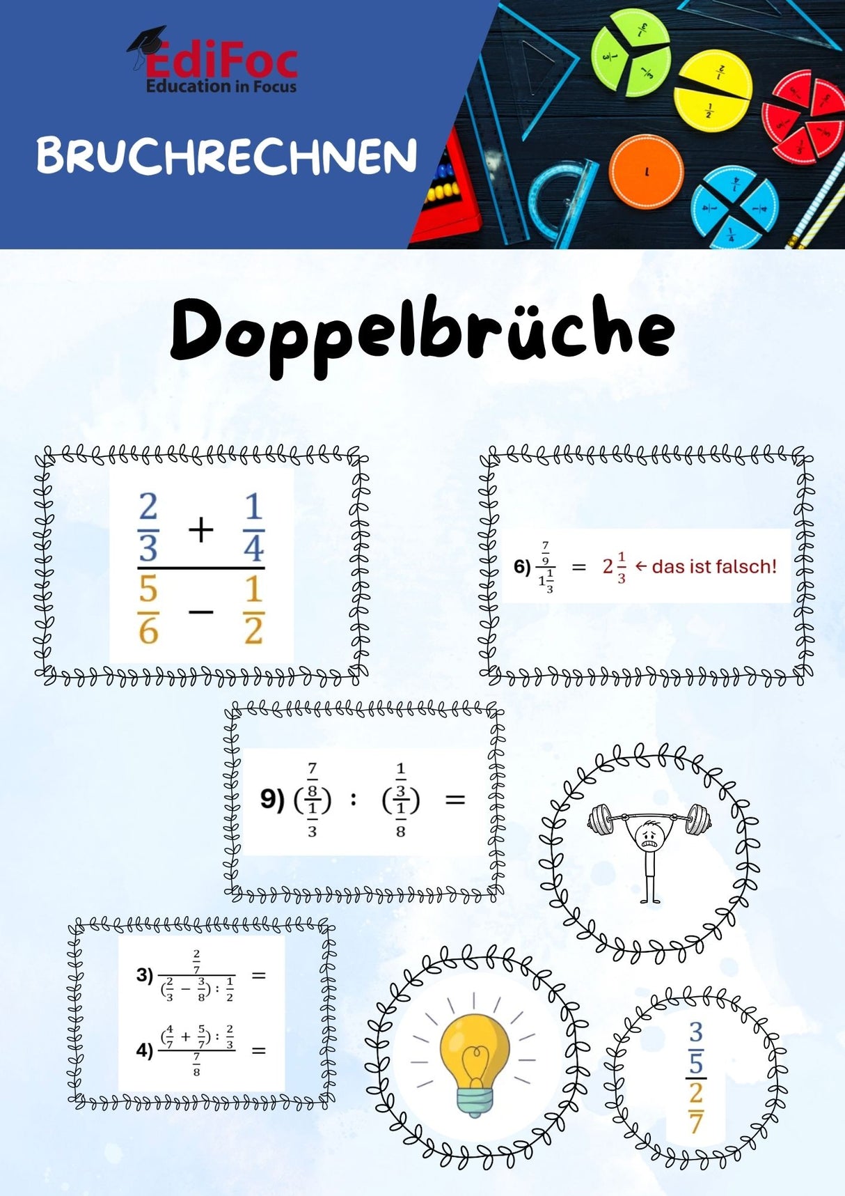 Bruchrechnung – Komplettpaket Themenhefte: Alle 11 Arbeitsblätter für Klasse 4–6 (mit Lösungen)Bruchrechnung – Komplettpaket Erklärungen: Alle 11 Arbeitsblätter für Klasse 4–6 (mit Lösungen)