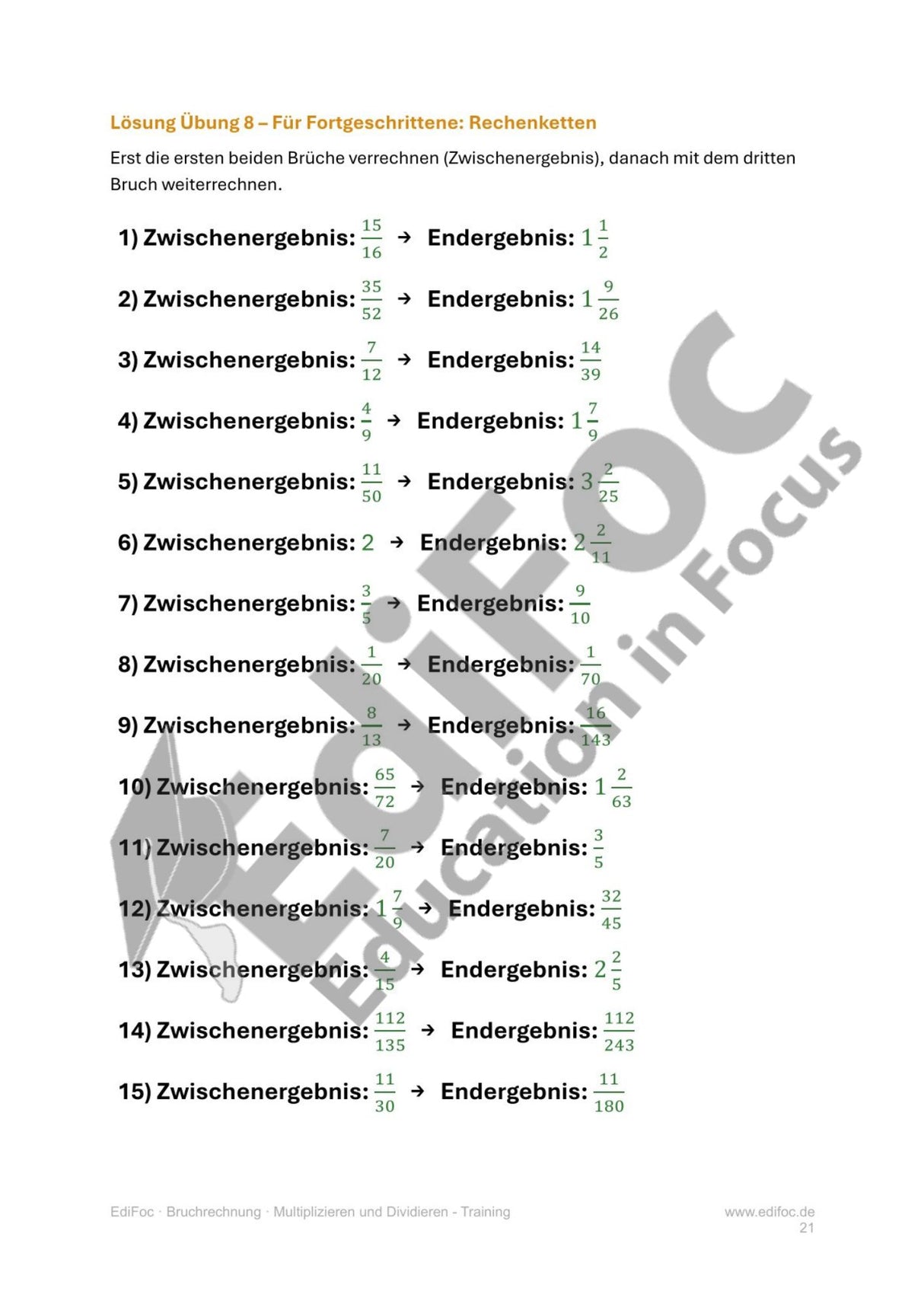 Bruchrechnung – Brüche multiplizieren und dividieren (Training): Arbeitsblätter für Klasse 6 (mit Lösungen)