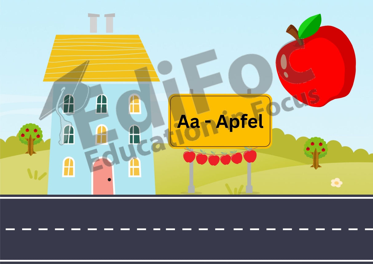 Anlautbilder – Buchstabenstraße (A–Z) zum Ausdrucken
