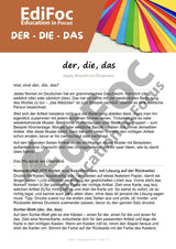 Deutsch – Grammatik: der, die, das – Erklärung, Übungsblätter, Karteikarten & interaktiver Lerntrainer (mit Lösungen)