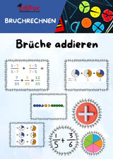 Bruchrechnung – Brüche addieren: Arbeitsblätter für Klasse 6 (mit Lösungen)