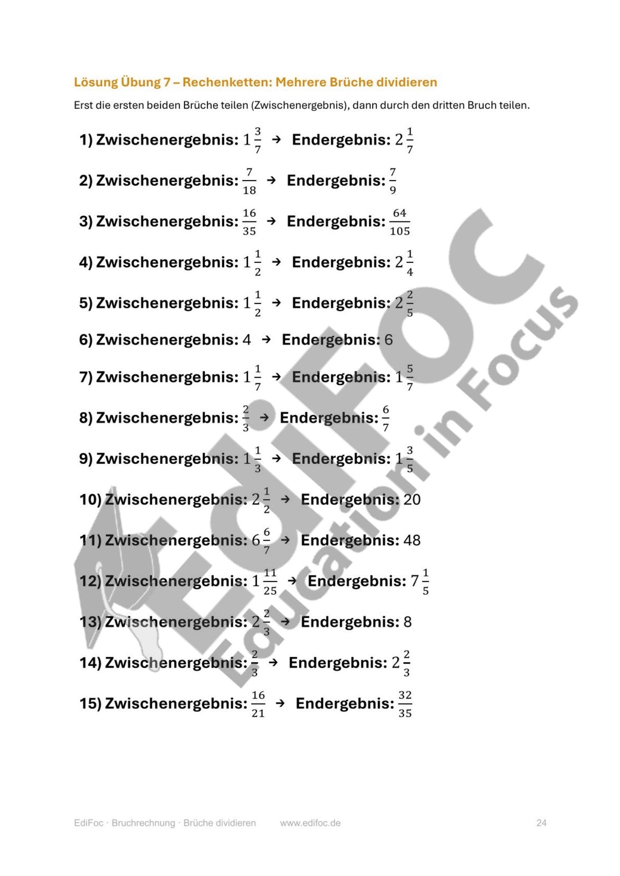 Bruchrechnung – Brüche dividieren: Arbeitsblätter für Klasse 6 (mit Lösungen)