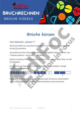 Bruchrechnung – Brüche kürzen: Arbeitsblätter für Klasse 4–6 (mit Lösungen)