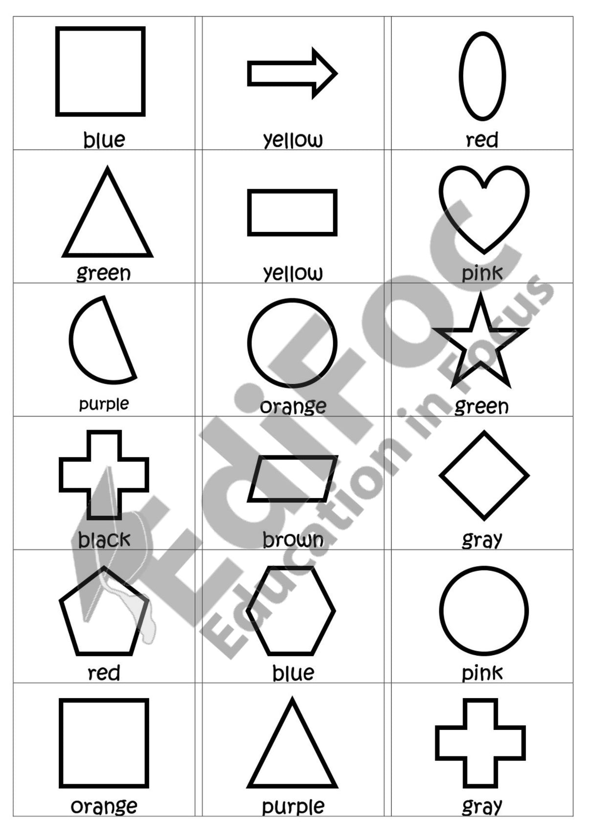 Englisch – Wortschatz: Shapes and Colours – Arbeitsblätter für Klasse 1–4 (mit Lösungen)