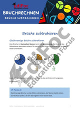 Bruchrechnung – Brüche subtrahieren: Arbeitsblätter für Klasse 6 (mit Lösungen)