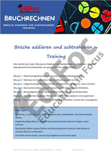 Bruchrechnung – Brüche addieren und subtrahieren (Training): Arbeitsblätter für Klasse 6 (mit Lösungen)